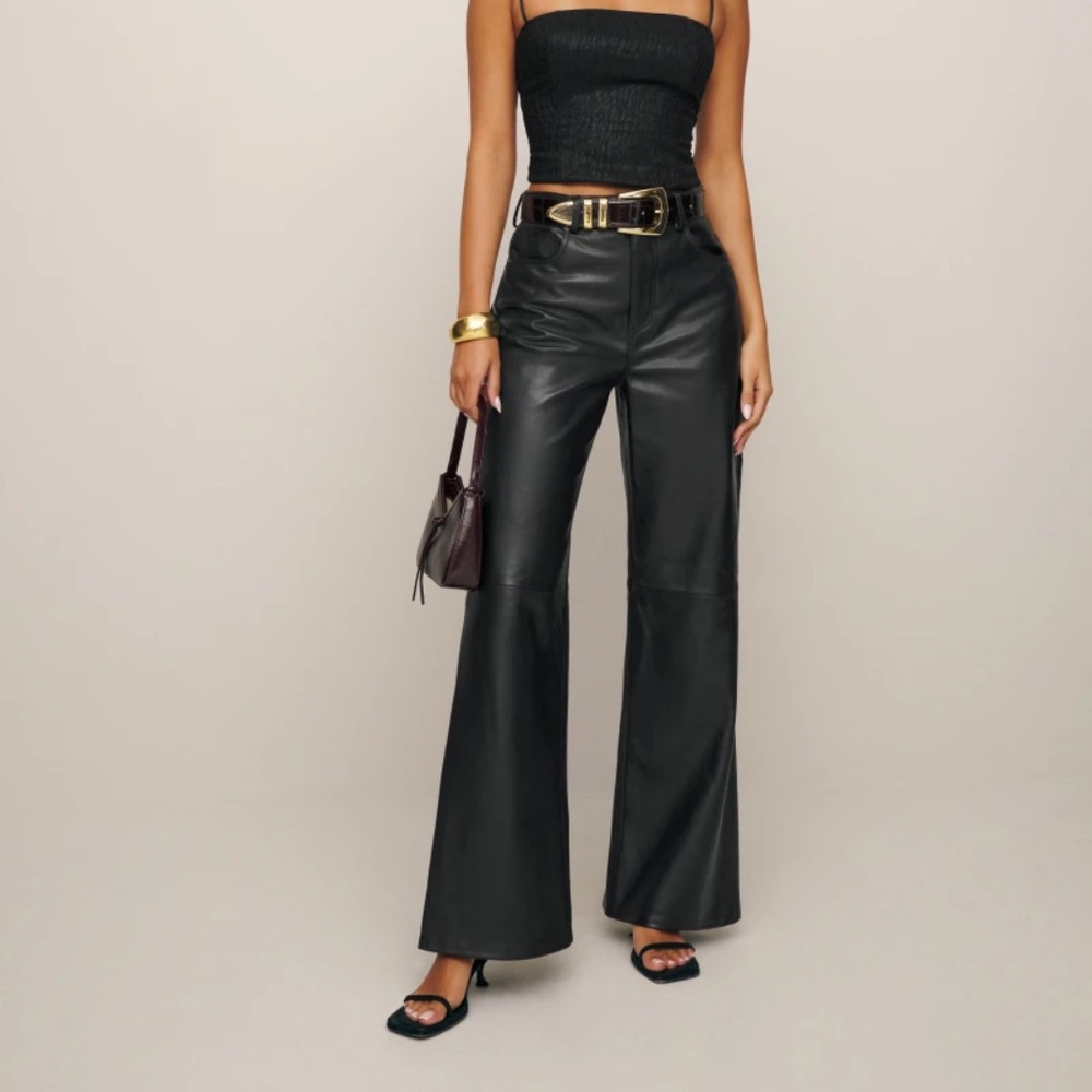 Reformation Veda Kennedy Wide Leg Leather Pant